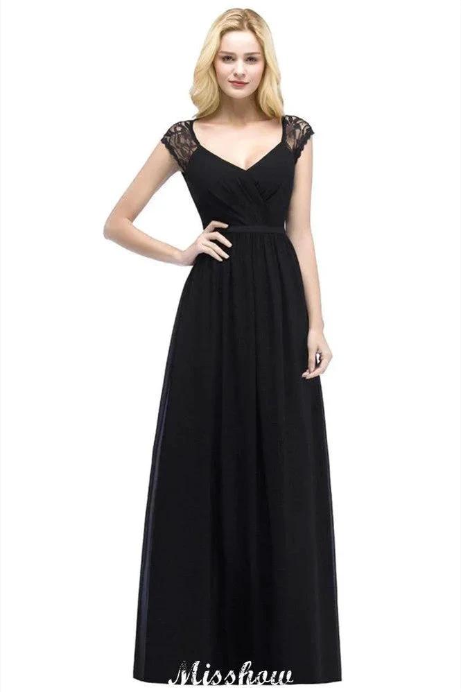 A-Line Chiffon Bridesmaid Dresses Scoop Cap Sleeves Wedding Party Dress (ZD12915)
