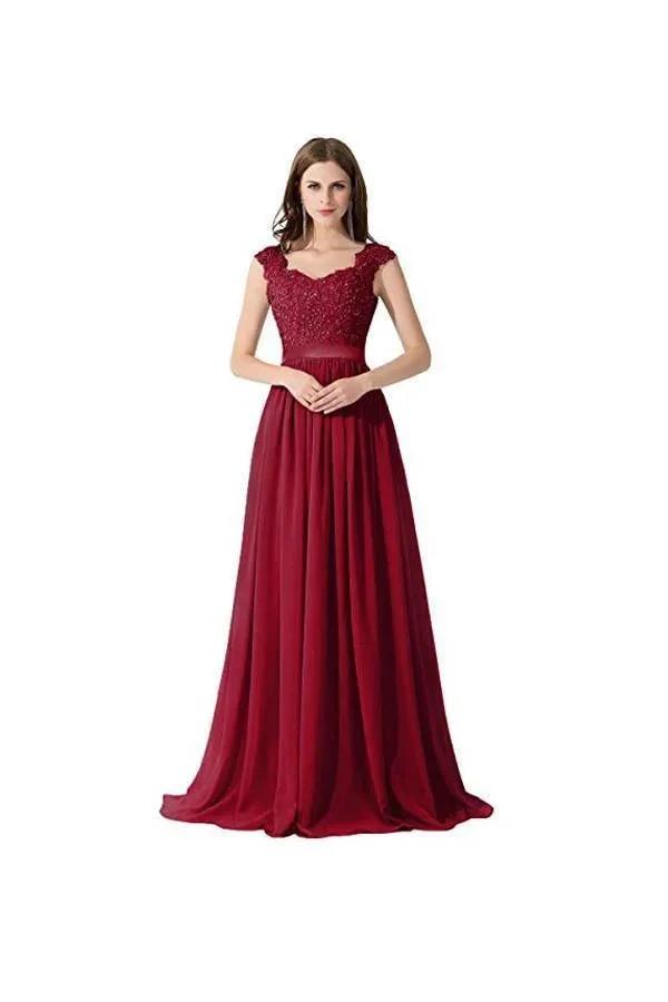 A-line Chiffon Lace Evening Gowns Prom Dresses Bridesmaid Dresses (ZD13180)