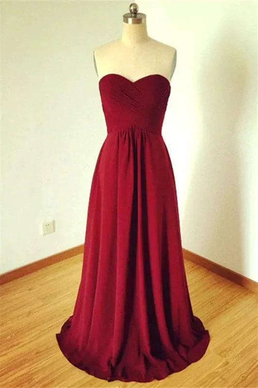 A-Line Elegant Sleeveless Sweetheart Floor-Length Chiffon Bridesmaid Dresses (ZD13137)