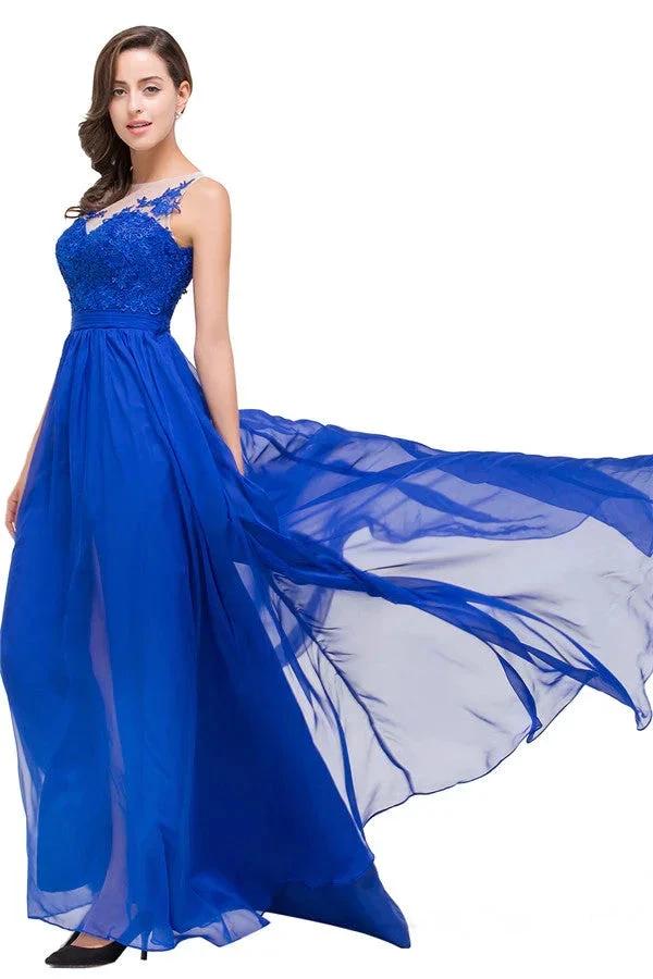 A-line Floor-length Crew Chiffon Bridesmaid Dresses by misshow.com