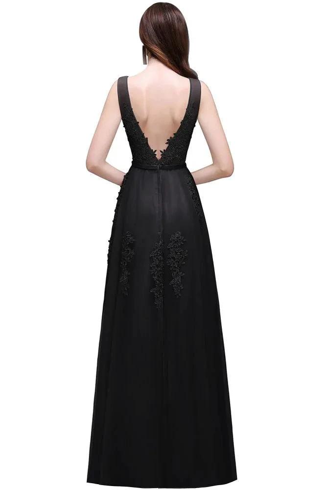 A-line Floor-length Tulle Bridesmaid Dress with Appliques by misshow.com