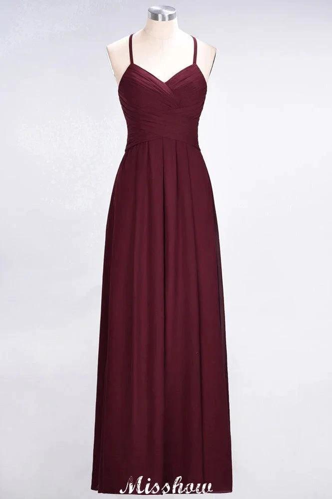 A-Line Halter V-Neck Sleeveless Bridesmaid Dress Ruffles Evening Swing Dress (ZD12907)