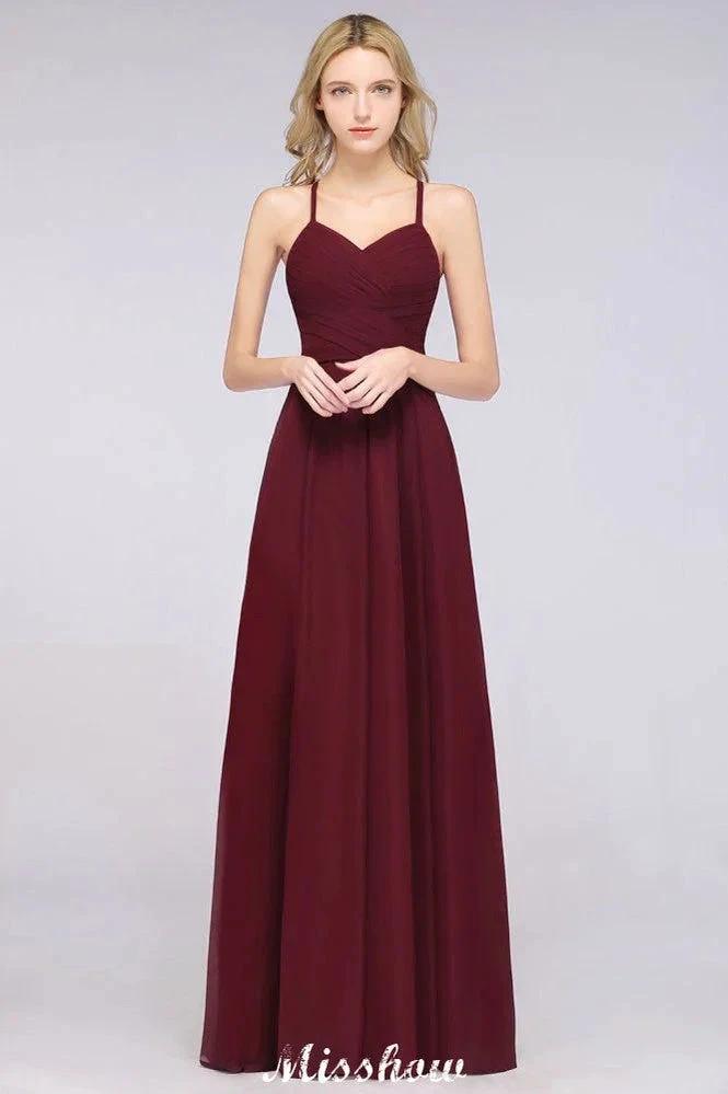 A-Line Halter V-Neck Sleeveless Bridesmaid Dress Ruffles Evening Swing Dress (ZD12907)