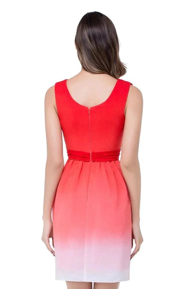 A-line Jewel Red Bridesmaid Dress (ZD13068)