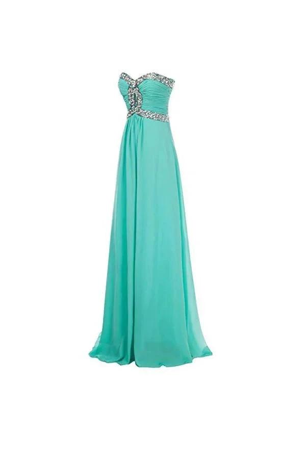 A-line Long Chiffon Prom Dress Evening Gown Crystal Beaded (ZD13162)