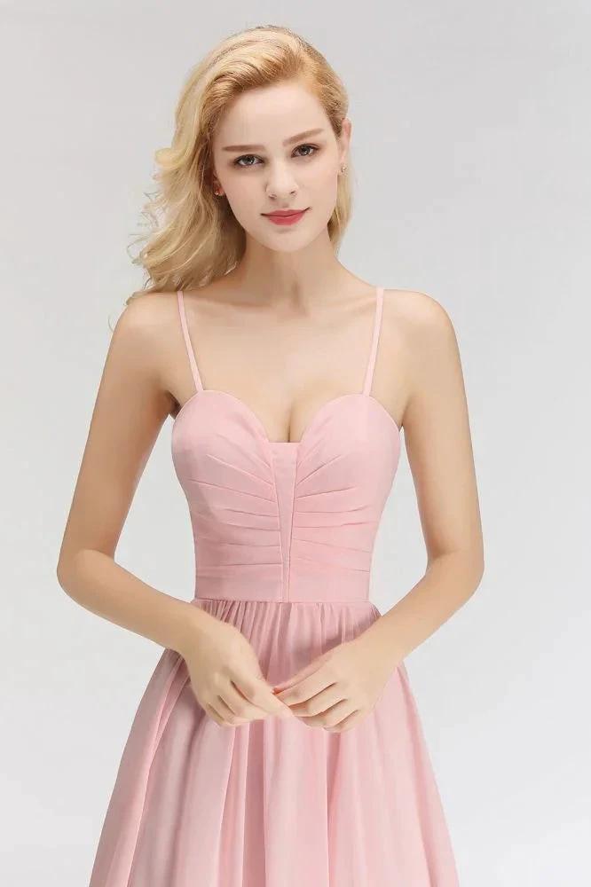A-line Long Sweetheart Spaghetti Sleeveless Bridesmaid Dress (ZD13046)