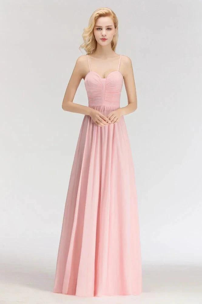 A-line Long Sweetheart Spaghetti Sleeveless Bridesmaid Dress (ZD13046)