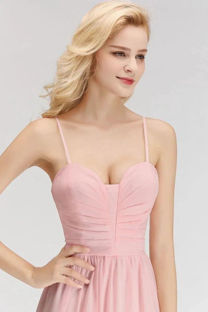 A-line Long Sweetheart Spaghetti Sleeveless Bridesmaid Dress (ZD13046)