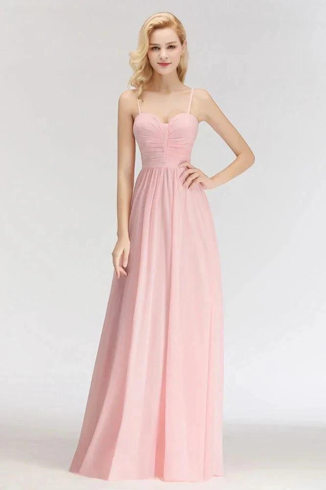A-line Long Sweetheart Spaghetti Sleeveless Bridesmaid Dress by misshow.com