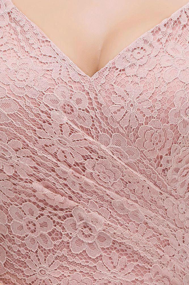 A-line Long V-neck Sleeveless Formal Party Dress Lace Top Chiffon Bridesmaid Dress (ZD13034)