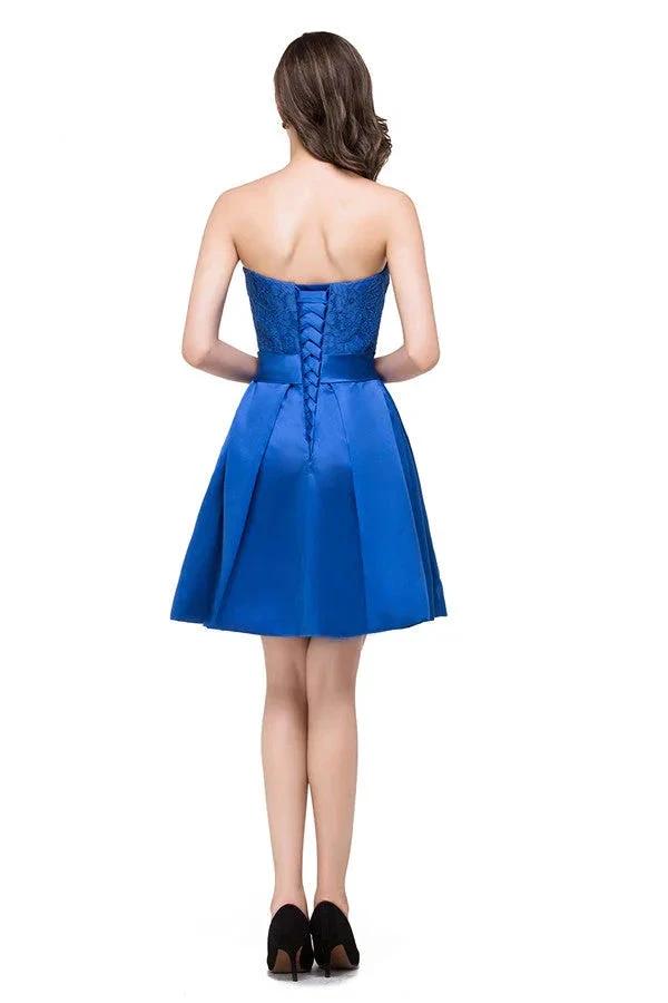 A-line Mini Lace-up Strapless Bridesmaid Dresses (ZD13074)