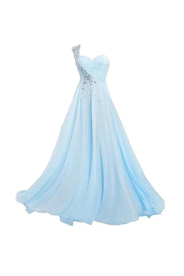 A line One Shoulder Long Bridesmaid Prom Dresses PG266 by pgmdress