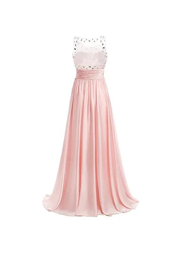 A-line Prom Dresses Floor Length Chiffon Evening Gowns (ZD13165)