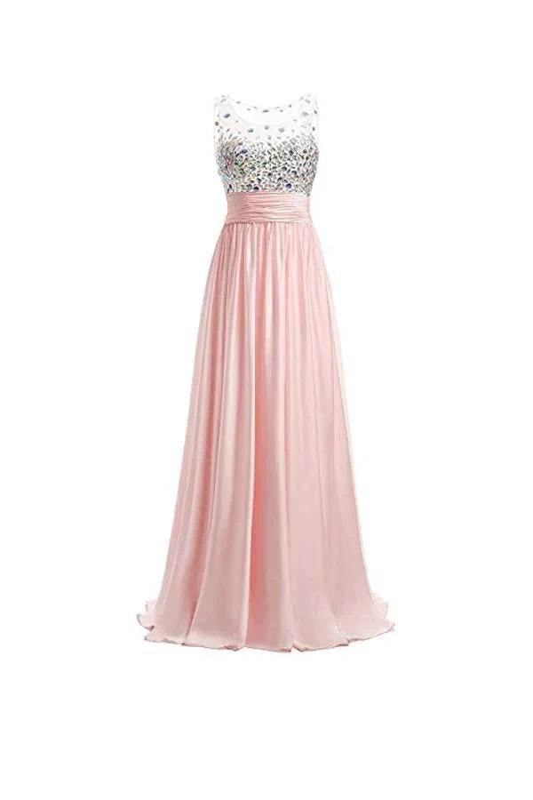 A-line Prom Dresses Floor Length Chiffon Evening Gowns (ZD13165)