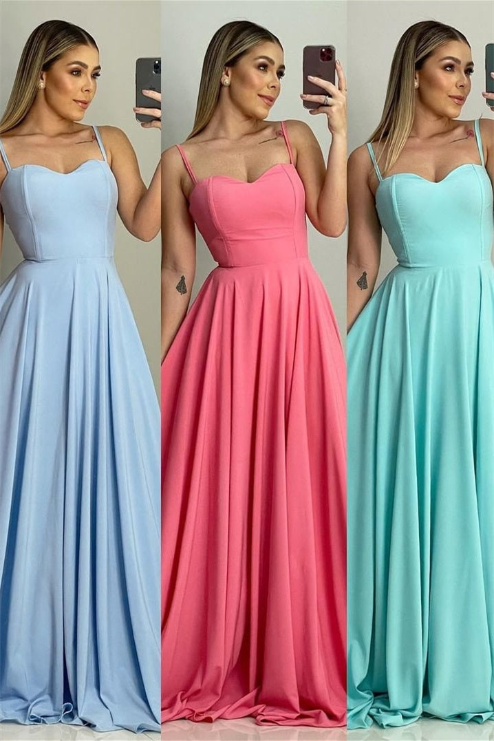 A-Line Spaghetti Strap Sweetheart Sleeveless Floor-Length Prom Dress