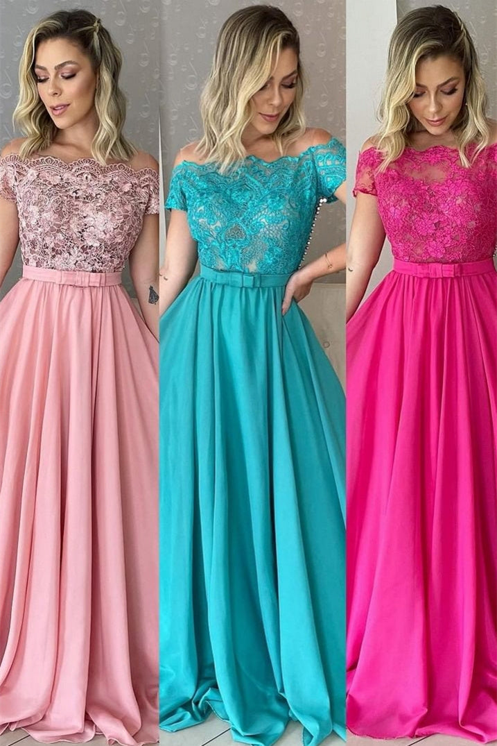 A-Line Strapless Floor-Length Lace Sleeveless Prom Dress