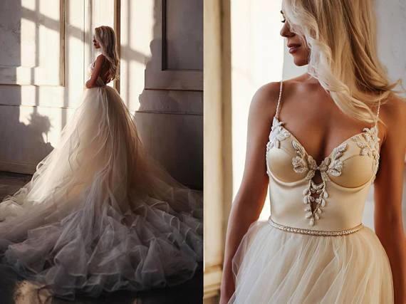 A-line  Straps Floor length Beading Wedding Dress Long Prom Dress (ZD16254)
