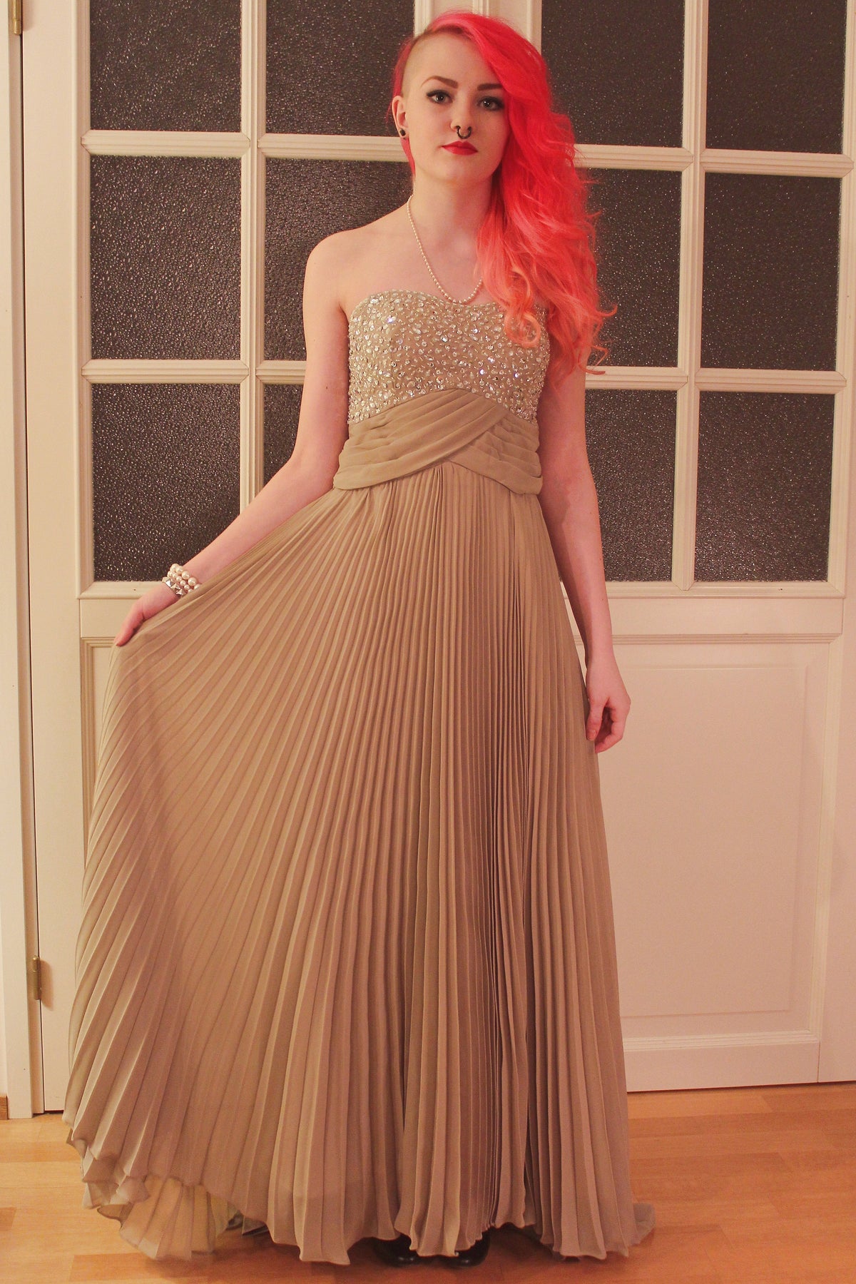 A-Line Sweetheart Floor-Length Chiffon Rhinestone Backless Prom Dress
