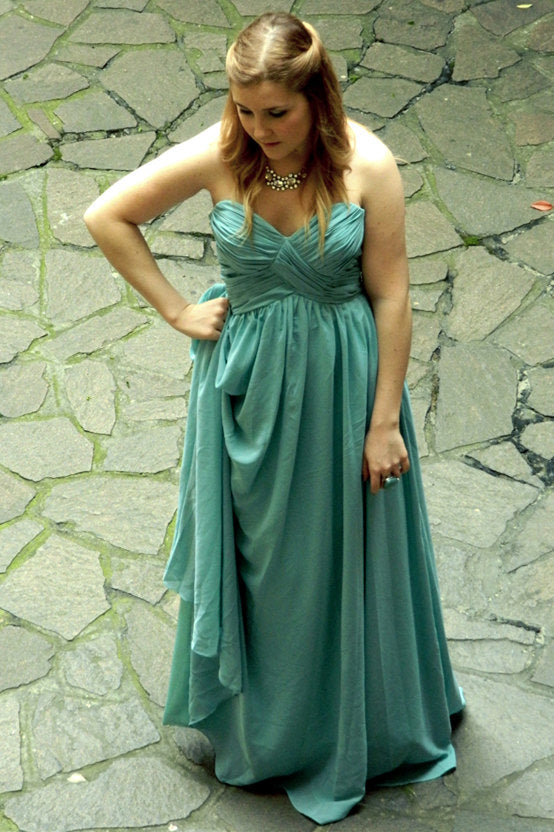A-Line Sweetheart Floor-Length Chiffon Sleeveless Prom Dress