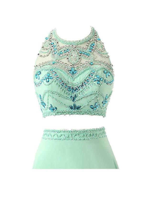 A-line Two Pieces Chiffon  Prom Dresses Evening Dresses (ZD13169)