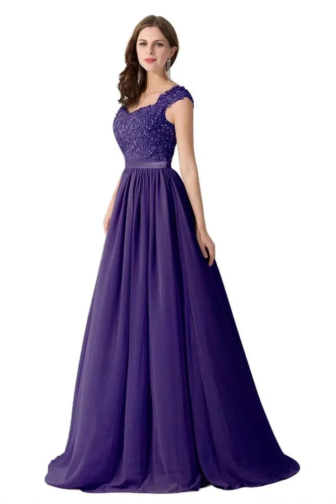 A-line V Neck Chiffon Bridesmaid Dress with Appliques by misshow.com