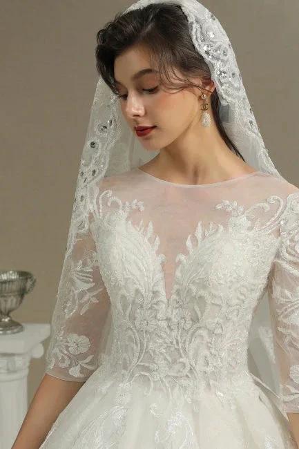A-line Wedding dress | Wedding dresses with sleeves (ZD13786)