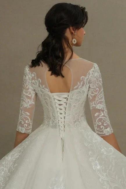 A-line Wedding dress | Wedding dresses with sleeves (ZD13786)