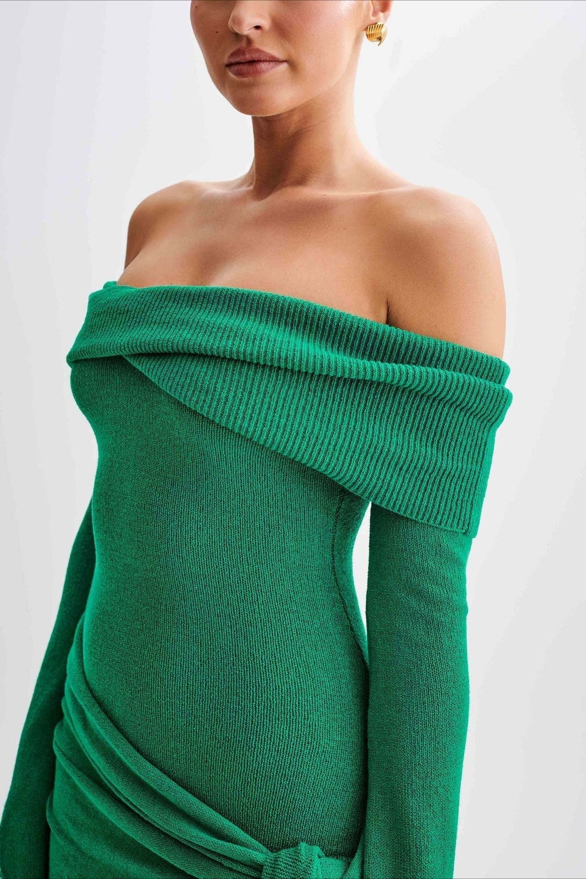 Sheer Spaghetti Strap Off-Shoulder Fitted Knit Maxi Sweater Dress - View 6 | VelvetHem