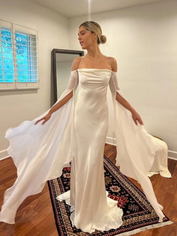Backless Bridal Gown Simple Elegant Wedding Dress