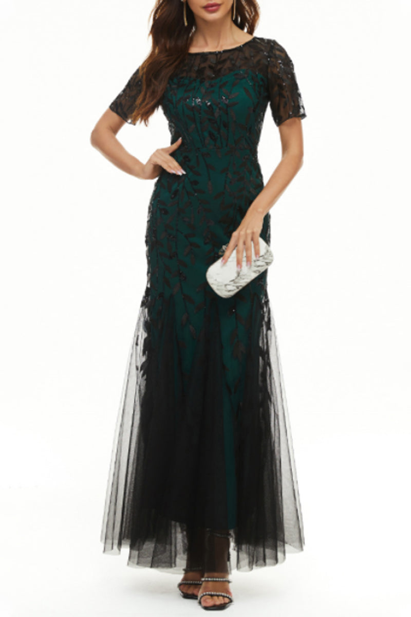 Celebrities Elegant Patchwork Sequins O Neck Evening Dress Dresses - View 14 | VelvetHem