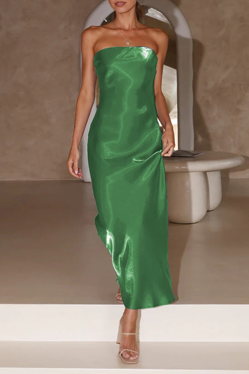 Celebrities Formal Solid Bright Silk Strapless Evening Dress Dresses(5 Colors) - View 13 | VelvetHem
