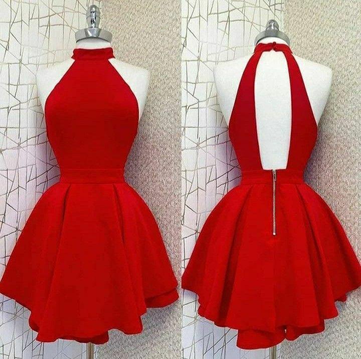 High Collar Red Short Party Dress Back To School Dress Red Homecoming Dress Y30 by simplepromdress
