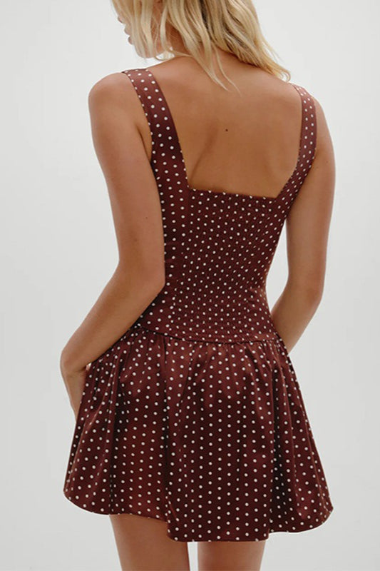 Lace Trim Polka Dot Cami Mini Dress - View 3 | VelvetHem