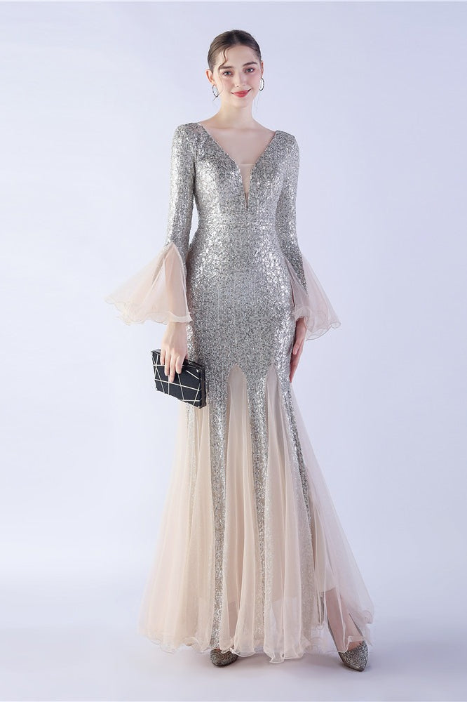 Sequin Ruffled Mesh Dress with Contemporary Everyday Styling