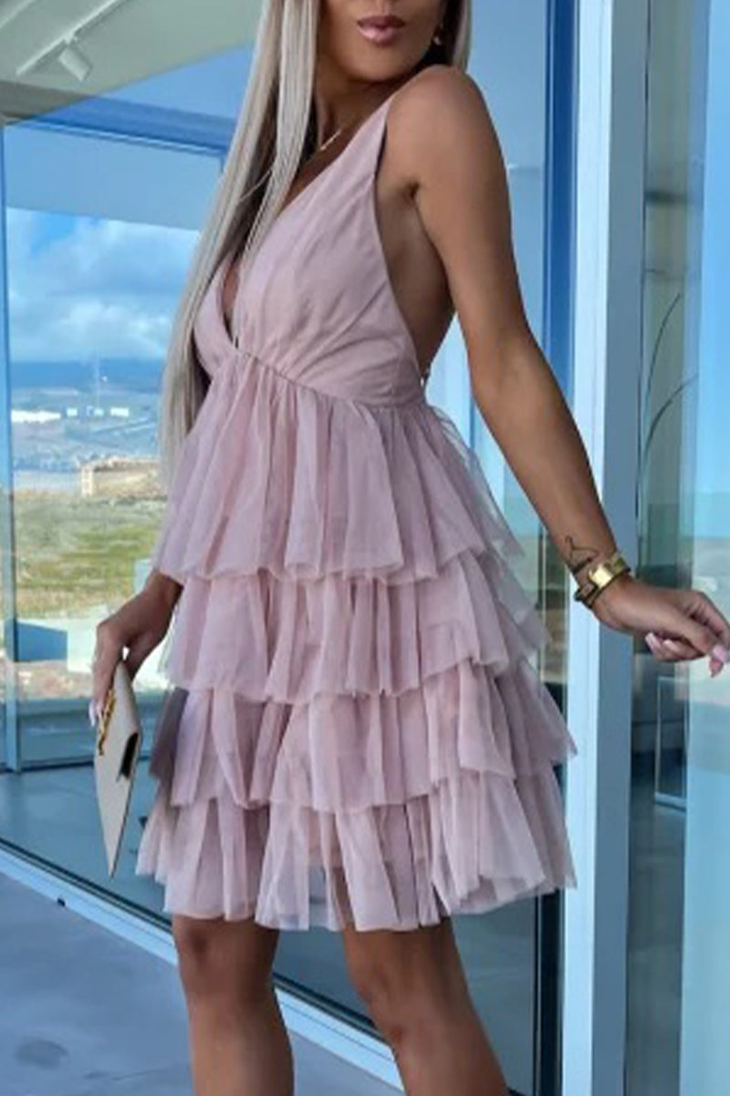 Sexy Sweet Celebrities Solid Backless V Neck Evening Dress Dresses - View 3 | VelvetHem