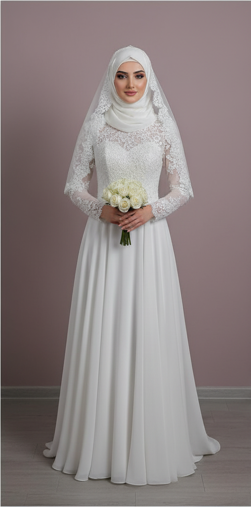 customized Muslim Wedding Dresses For Woman Appliques Flowers Arabic Dubai Long Sleeves Bridal Dress Tulle Robe De Mariage