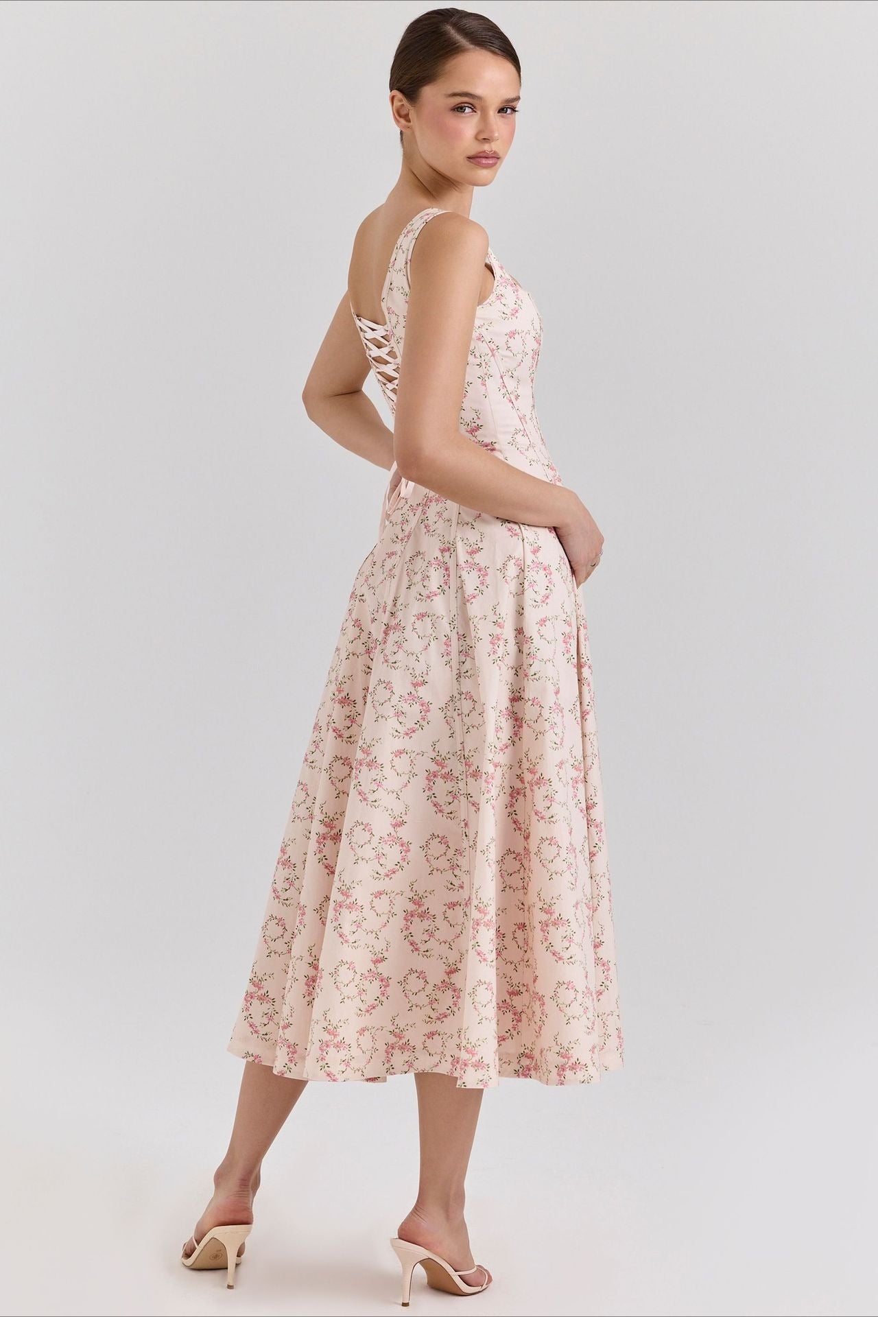 Off Shoulder Tie Strap Midi Dress