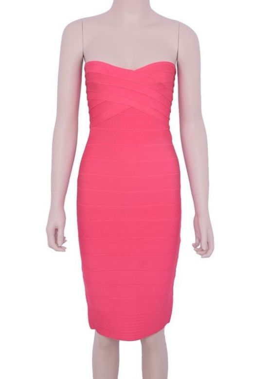 Aaliyah Bandage Midi Dress - Hot Pink