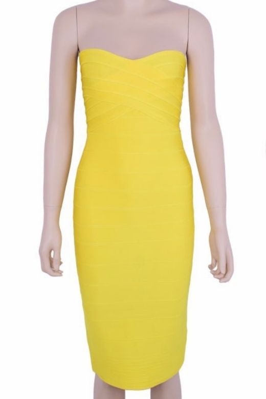 Aaliyah Bandage Midi Dress - Sun Yellow