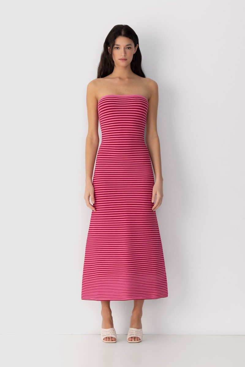 Valeria Statement Sleeveless Maxi Dress in Striped Knit Boutique Collection