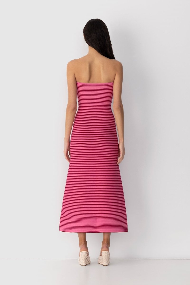 Valeria Statement Sleeveless Maxi Dress in Striped Knit Boutique Collection