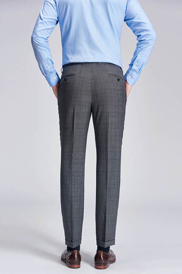Advanced Grey Plaid Mens Suits for Business Peak Lapel Bespoke Suits for Men Sale