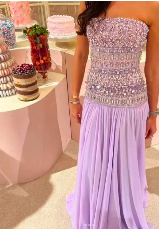 Lilac Strapless Long Prom Dresses Party Dress 20th Birthday Outfits