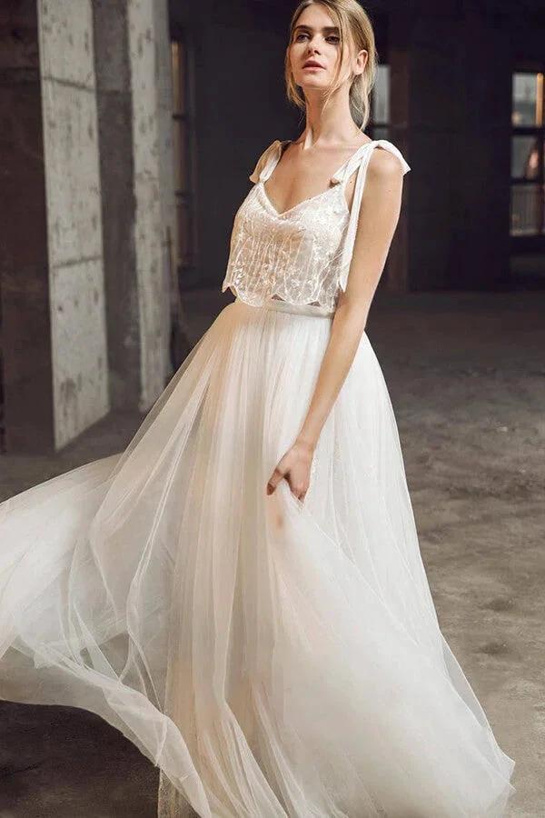 Affordable Long A-line Sweetheart Tulle Lace Backless Wedding Dress (ZD14363)