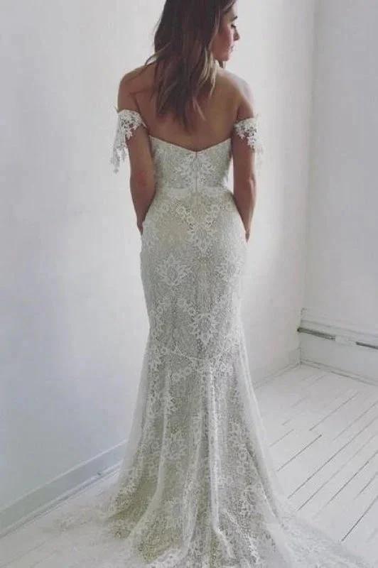 Affordable Off the Shoulder Mermaid Long Elegant Wedding Dresses (ZD14751)