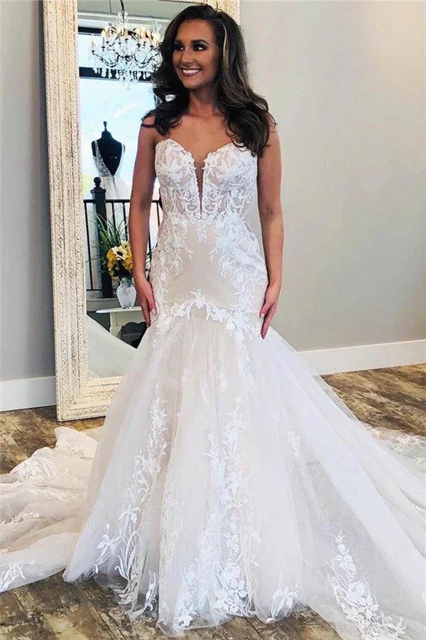 Affordable V-Neck Sleeveless Lace Bridal Wears (ZD13805)