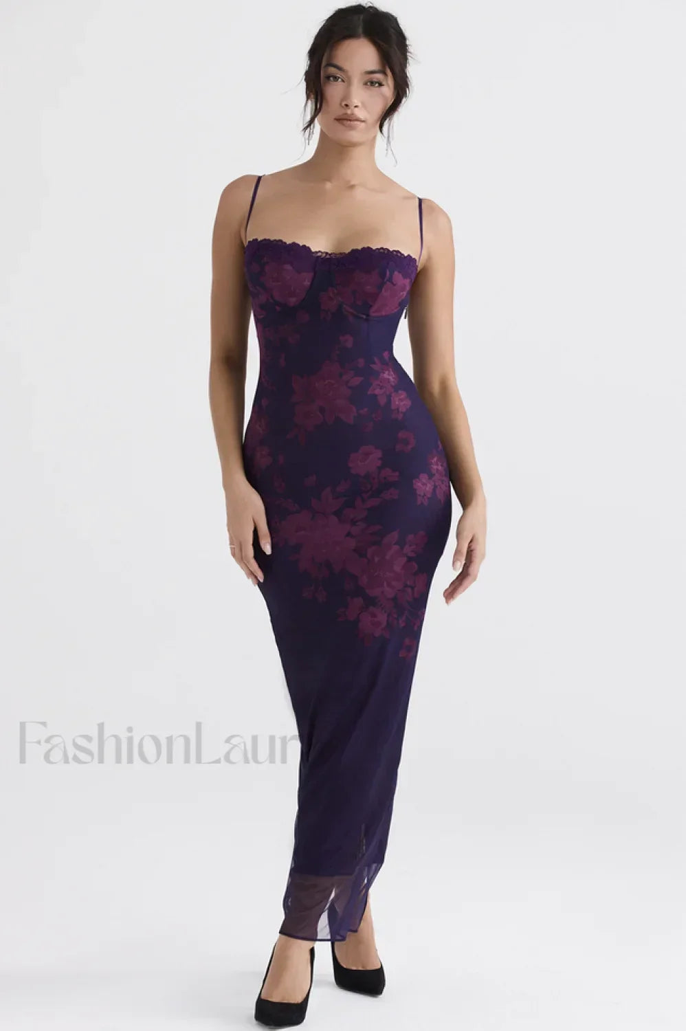 Aiza Purple Stylish Floral Dress XS / Purple