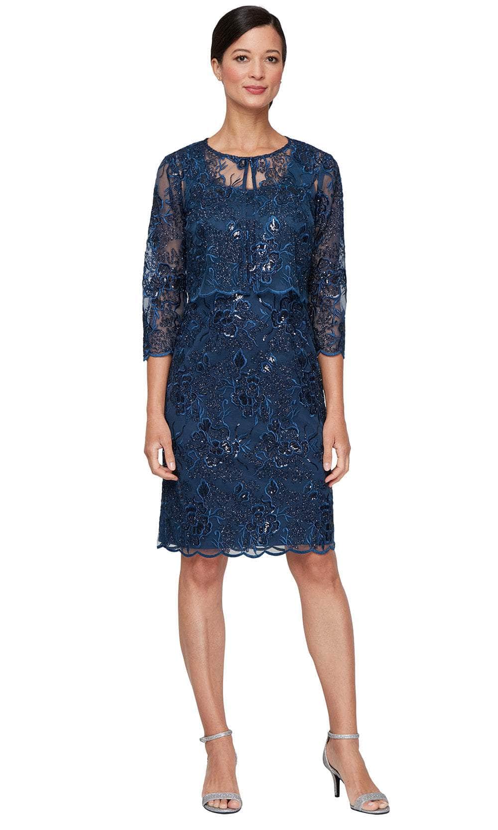 Alex Evenings 82171686 - Floral Embroidered Sheath Dress with Jacket