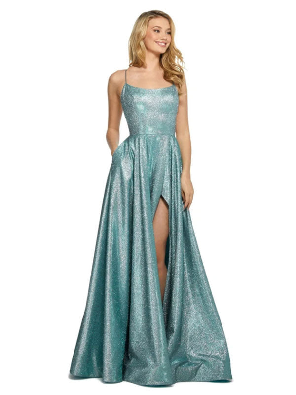 Amazing Evening Dress A-Line Polyester Sweep Criss-Cross Formal Party Dresses Backless Polyester Pageant Dress