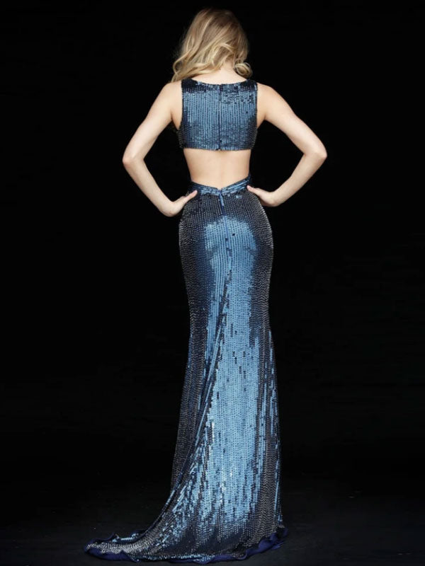 Amazing Evening Dress Mermaid Burgundy V-Neck Sequined Sequins Social Party Dresses Pageant Dress